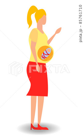 A woman dreams of a child. Pregnant woman dreaming of her baby 85761710