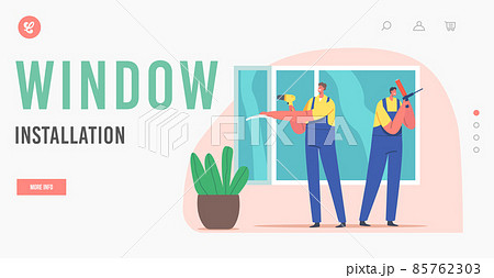 Window Installation Landing Page Template. Installer Worker Characters House Construction, Plastic Window Repair 85762303