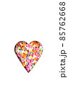Multi-colored heart-shaped sprinkles pastry topping in heart form, minimalistic saint valentine`s day greeting card 85762668