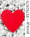 Saint Valentine`s day greeting card, big red heart in silver glitter balls 85762670
