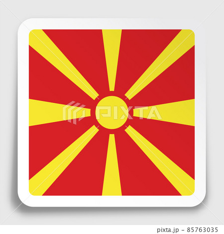 North Macedonia flag icon on paper square sticker with shadow. Button for mobile application or web. Vector 85763035
