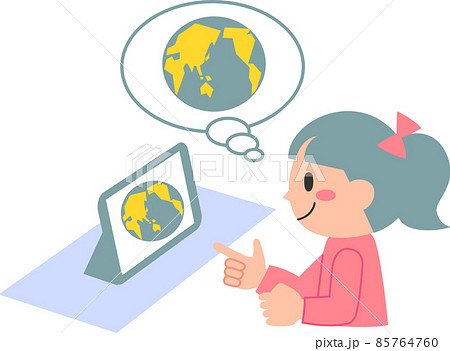 タブレットを使って社会の勉強をする女の子 タブレットを使って社会の勉強をする女の子 85764760
