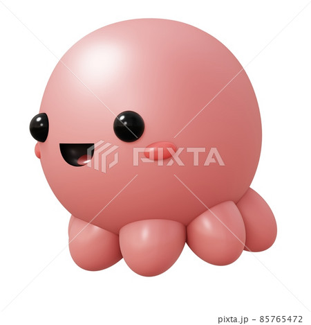 Cartoon Octopus 3D Rendering Illustration isolated. 85765472