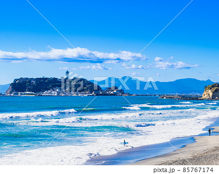 湘南海岸 江の島と七里ヶ浜 湘南海岸 江の島と七里ヶ浜 85767174