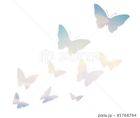 美しい蝶のシルエット 装飾イラスト 背景のイラスト素材