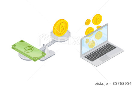 Online money transfer, cripto currency exchange cartoon vector illustration 85768954