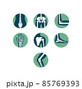 Orthopaedic physiotherapy and sport medicine circle icons 85769393