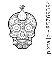 Sugar fruit and vegies skull line illustration 85769394