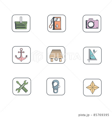 Navigation sailing and map vector icons set Navigation sailing and map vector icons set 85769395
