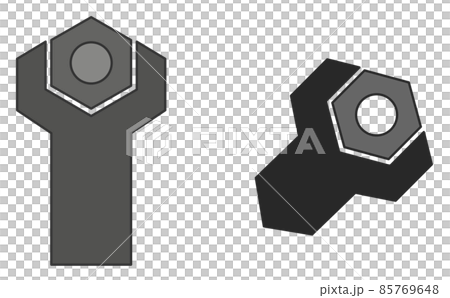 工具のスパナでナットを締付けて整備するイラスト 工具のスパナでナットを締付けて整備するイラスト 85769648