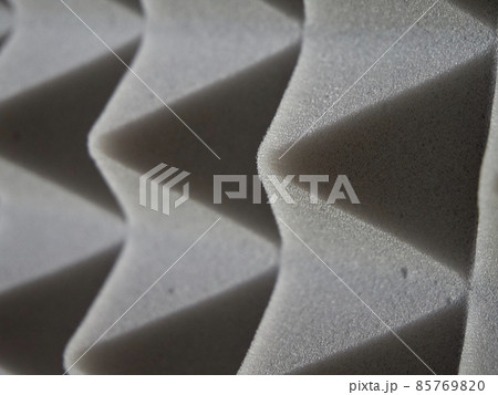 Pyramids of soundproof foam rubber, close-up. Sound-scattering material. 85769820