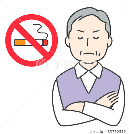 禁煙をするシニア男性 85770536