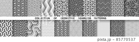 Geometric set of seamless black and white patterns. Simple vector graphics 85770537