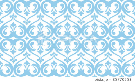 Wallpaper in the style of Baroque. Seamless vector background. White and blue floral ornament. Graphic pattern for fabric, wallpaper, packaging. Ornate Damask flower ornament Wallpaper in the style of Baroque. Seamless vector background. White and blue floral ornament. Graphic pattern for fabric, wallpaper, packaging. Ornate Damask flower ornament 85770553