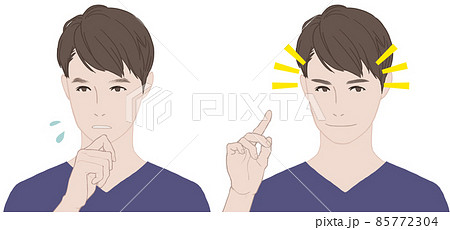 アートメイクで眉毛をはっきりさせた男性 85772304