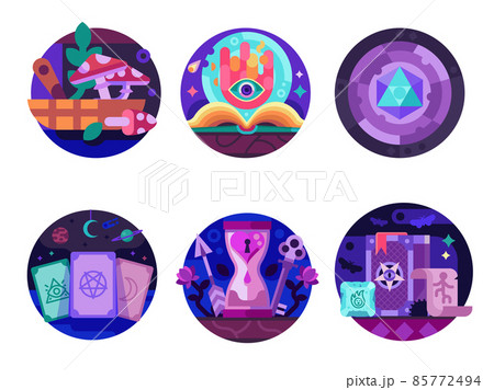 Witchcraft and Magic Occult Alchemy Flat Icons 85772494