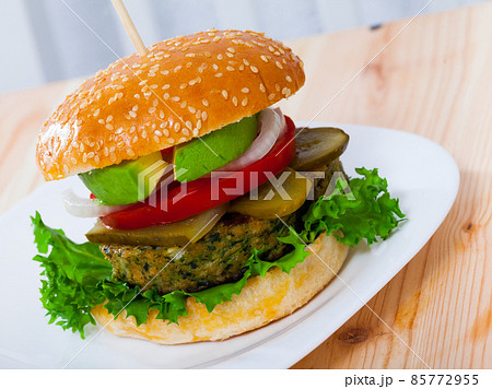 Veggie burger. High quality photo Veggie burger. High quality photo 85772955
