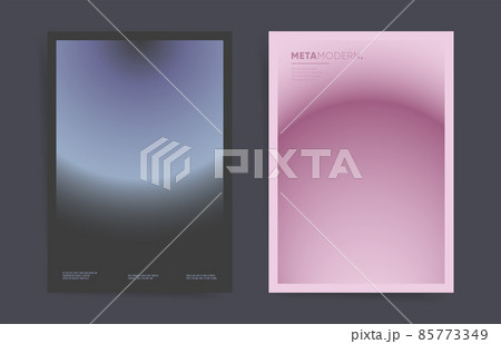 Gradient postmodern art poster cover design collection. Brochure template set layouts with blur digital swiss gradient. Vector geometric space a4 background. Black and pink colors. 85773349