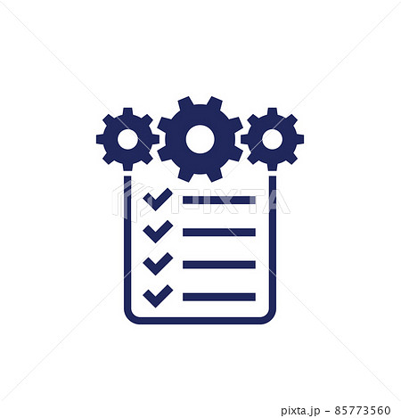 project management icon, a checklist and gears project management icon, a checklist and gears 85773560