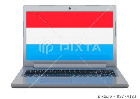 Luxembourgish flag on laptop screen. 3D illustration 85774133