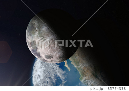 Moon and Earth. 85774338