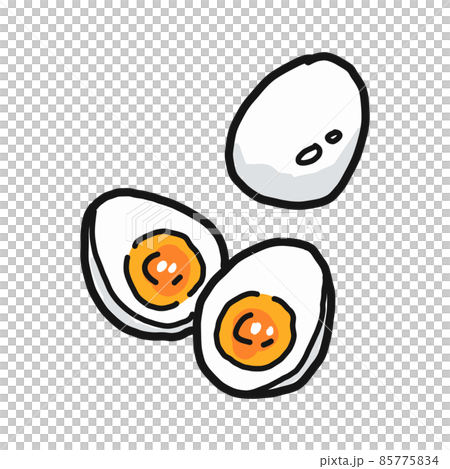 Illustration of a boiled egg with a shell. 85775834