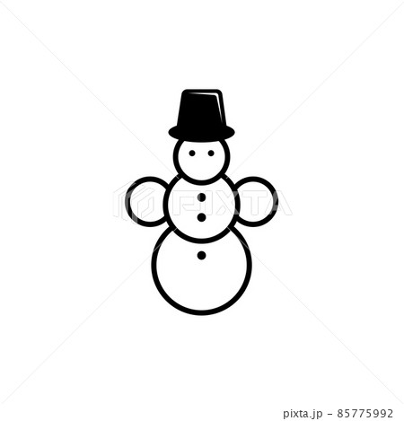 Winter Snowman with Bucket Cap on Head. Flat Vector Icon illustration. Simple black symbol on white background. Winter Snowman with Bucket on Head sign design template for web and mobile UI element. 85775992