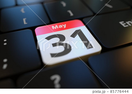 May 31 date on a keyboard key, 3d rendering May 31 date on a keyboard key, 3d rendering 85776444