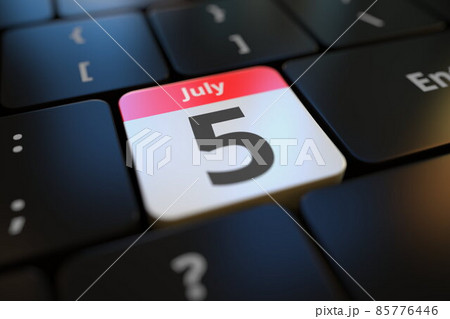 July 5 date on a keyboard key, 3d rendering 85776446