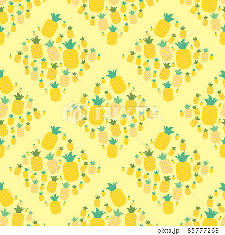cute pineapple in square shape seamless background for fabric pattern 85777263