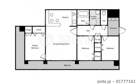 3LDKタイプの部屋の間取り図(サンプル) 3LDKタイプの部屋の間取り図(サンプル) 85777382
