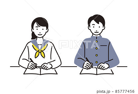 人物 勉強をする中学生の男女 人物 勉強をする中学生の男女 85777456