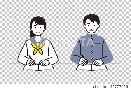 人物 勉強をする中学生の男女 人物 勉強をする中学生の男女 85777456