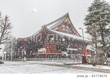 雪化粧の浅草寺 85778076