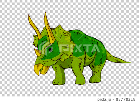 恐竜トリケラトプスのカラフルな色のイラストのイラスト素材