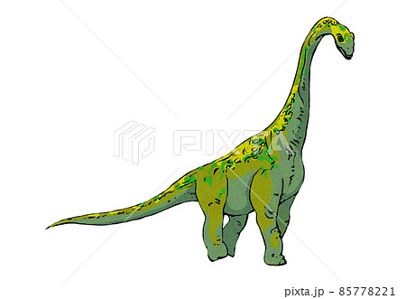 恐竜ブラキオサウルスのカラフルな色のイラストのイラスト素材