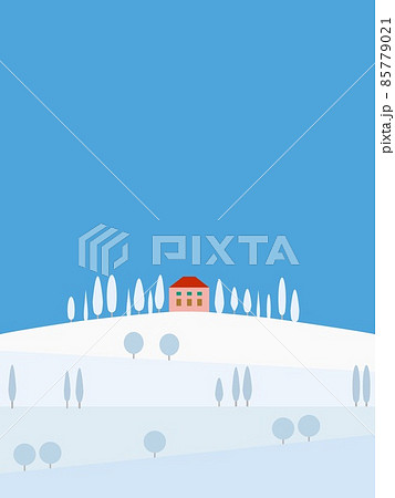 冬風景　ヴァル・ドルチャ　val　d'orcia　トスカーナ　toscana 85779021