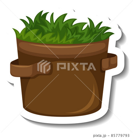 A bucket of green grass in cartoon style A bucket of green grass in cartoon style 85779793