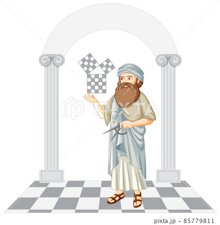 Pythagoras cartoon character on white background 85779811
