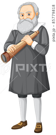 Galileo Galilei cartoon charater on white background 85779818