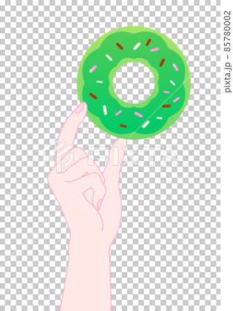 Hand with chocolate-covered donuts Green 85780002