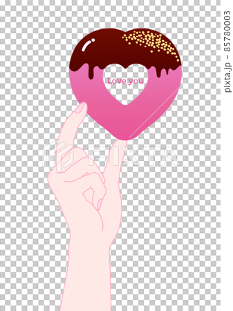 Love you hand holding a heart-shaped donut 85780003
