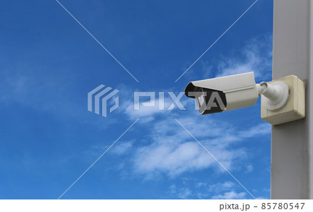 CCTV tool on blue sky background. CCTV tool on blue sky background. 85780547