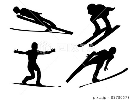 Ski jump silhouette ,スキージャンピングシルエット 85780573
