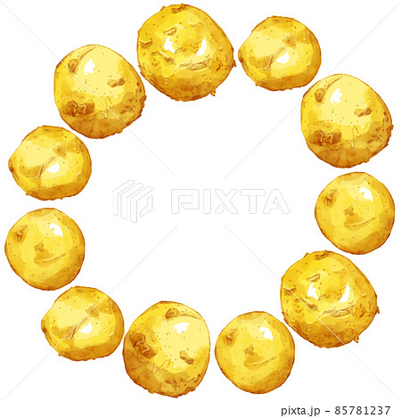 手描き水彩の新じゃがイラスト正方形フレーム・円 85781237