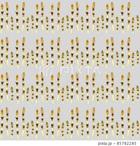 つくし（スギナ）のシームレスパターン　春の植物柄の水彩イラスト背景素材 85782285