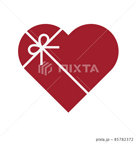 赤いハートのギフトボックスのイラストのイラスト素材