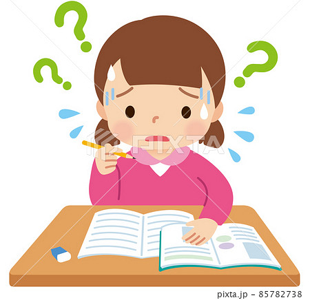 勉強が分からなくて困っている子供 女の子 小学生 勉強が分からなくて困っている子供 女の子 小学生 85782738