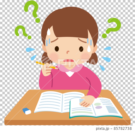 勉強が分からなくて困っている子供 女の子 小学生 勉強が分からなくて困っている子供 女の子 小学生 85782738