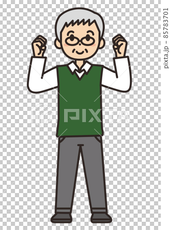 一個精力充沛的老人做輕度運動的插圖。 一個精力充沛的老人做輕度運動的插圖。 85783701